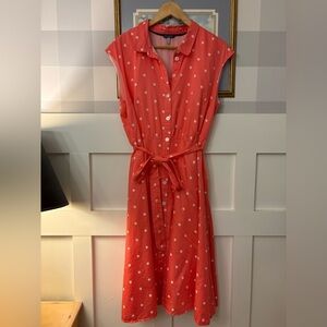 Joules Coral Polka Dot Dress Size 12